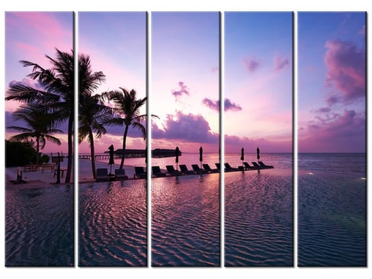 Obraz Zachód słońca na plaży na Malediwach, 5 elementów, 225x160 cm Oobrazy
