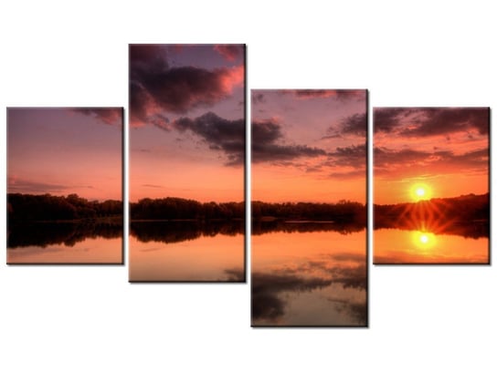 Obraz Zachód słońca nad jeziorem, 4 elementy, 120x70 cm Oobrazy