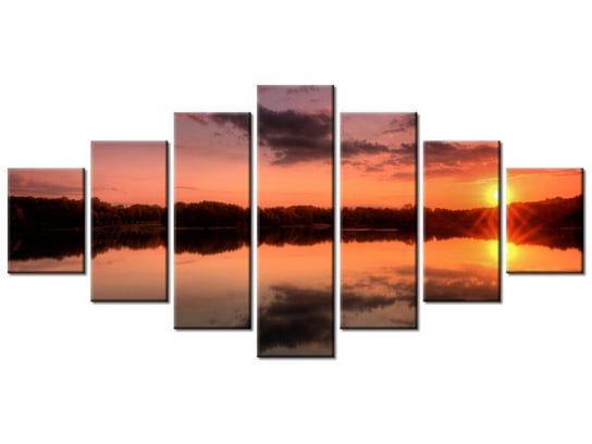 Obraz Zachód słońca nad jeziorem, 7 elementów, 210x100 cm Oobrazy