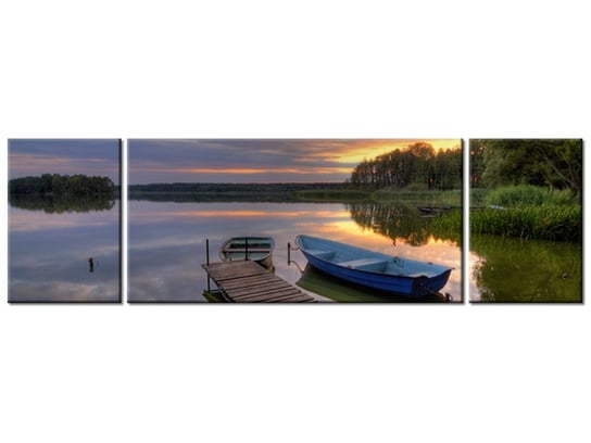 Obraz Zachód słońca nad Jeziorem Wolsztyńskim, 3 elementy, 170x50 cm Oobrazy