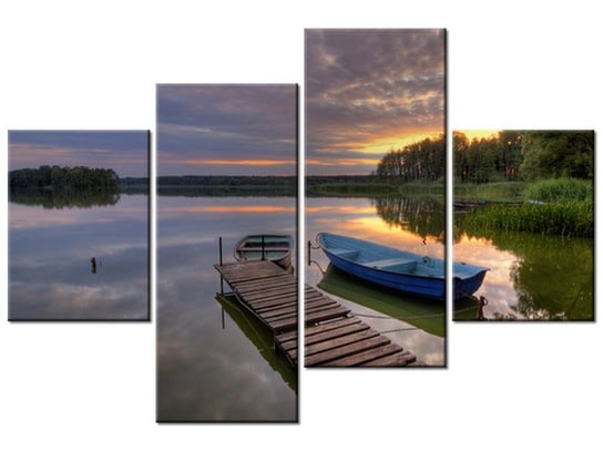 Obraz Zachód słońca nad Jeziorem Wolsztyńskim, 4 elementy, 120x80 cm Oobrazy