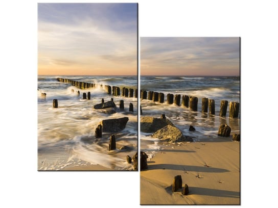 Obraz Zachód słońca nad morską plażą, 2 elementy, 60x60 cm Oobrazy