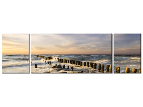 Obraz Zachód słońca nad morską plażą, 3 elementy, 170x50 cm Oobrazy