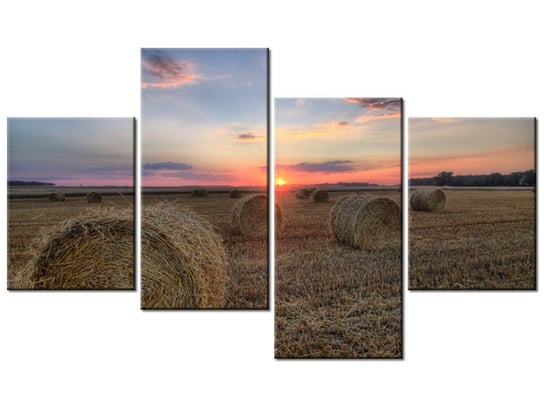 Obraz Zachód słońca nad ścierniskiem, 4 elementy, 120x70 cm Oobrazy