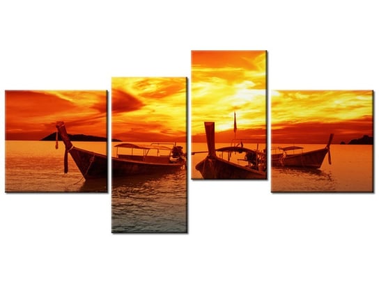 Obraz Zachód słońca nad Tajlandią, 4 elementy, 140x70 cm Oobrazy