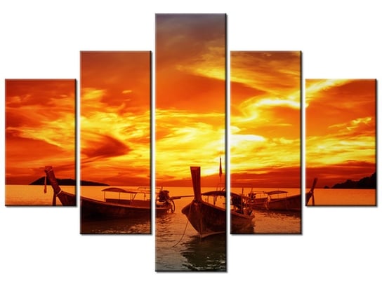 Obraz, Zachód słońca nad Tajlandią, 5 elementów, 100x70 cm Oobrazy