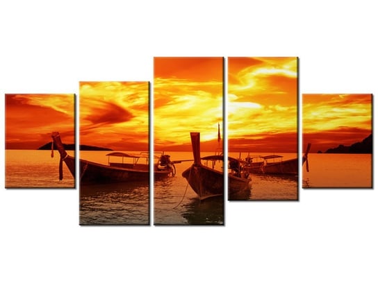 Obraz Zachód słońca nad Tajlandią, 5 elementów, 150x70 cm Oobrazy