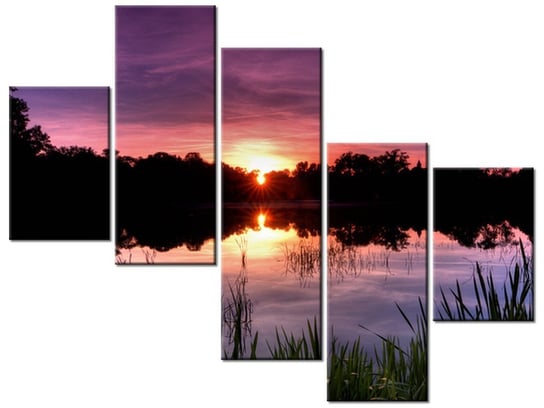 Obraz Zachód słońca wśród trzcin, 5 elementów, 100x75 cm Oobrazy