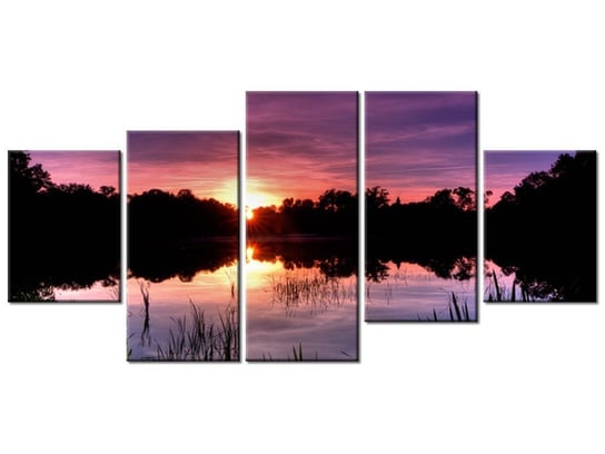 Obraz Zachód słońca wśród trzcin, 5 elementów, 150x70 cm Oobrazy
