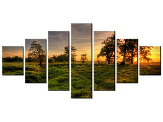 Obraz, Zachodzące słońce wśród drzew, 7 elementów, 210x100 cm Oobrazy