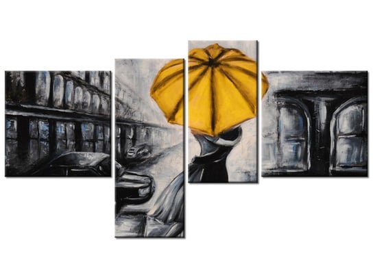 Obraz Zakochani i parasolka, 4 elementy, 100x55 cm Oobrazy