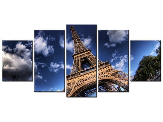 Obraz, Zdjęcie Wieży Eiffla, 5 elementów, 150x70 cm Oobrazy