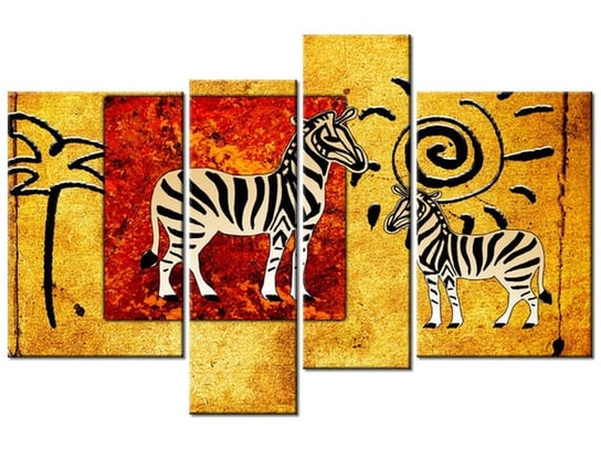 Obraz Zebry z afryki, 4 elementy, 130x85 cm Oobrazy
