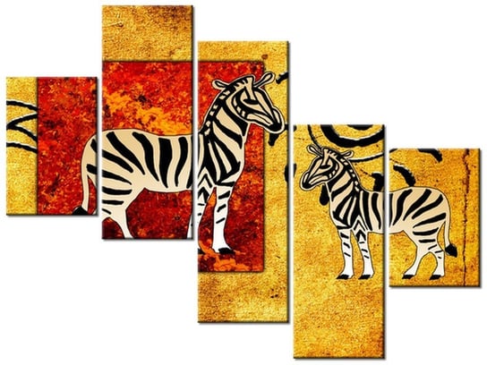 Obraz Zebry z afryki, 5 elementów, 100x75 cm Oobrazy