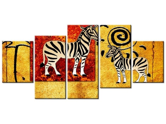 Obraz Zebry z afryki, 5 elementów, 150x70 cm Oobrazy