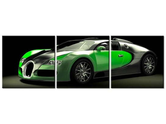 Obraz Zielone Bugatti Veyron, 3 elementy, 90x30 cm Oobrazy