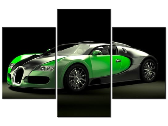 Obraz Zielone Bugatti Veyron, 3 elementy, 90x60 cm Oobrazy