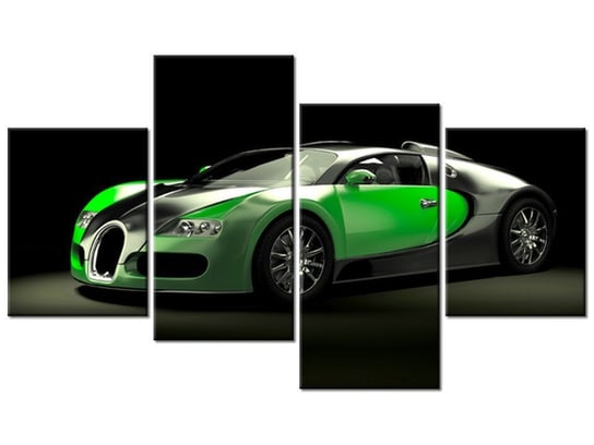 Obraz Zielone Bugatti Veyron, 4 elementy, 120x70 cm Oobrazy