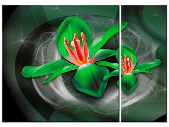 Obraz Zielone kosmiczne kwiaty - Jakub Banaś, 2 elementy, 70x50 cm Oobrazy