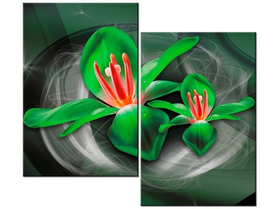 Obraz Zielone kosmiczne kwiaty - Jakub Banaś, 2 elementy, 80x70 cm Oobrazy