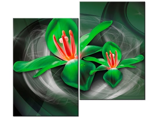 Obraz Zielone kosmiczne kwiaty - Jakub Banaś, 2 elementy, 80x70 cm Oobrazy