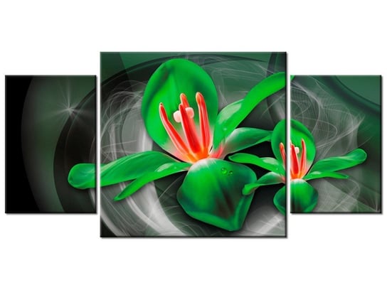 Obraz Zielone kosmiczne kwiaty - Jakub Banaś, 3 elementy, 80x40 cm Oobrazy