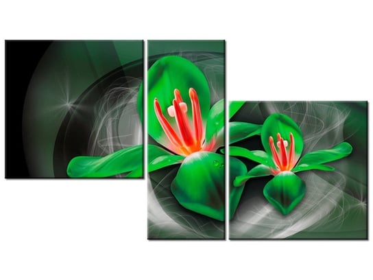 Obraz Zielone kosmiczne kwiaty - Jakub Banaś, 3 elementy, 90x50 cm Oobrazy