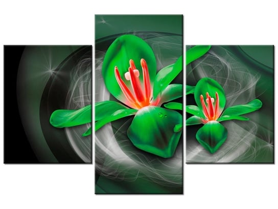 Obraz Zielone kosmiczne kwiaty - Jakub Banaś, 3 elementy, 90x60 cm Oobrazy