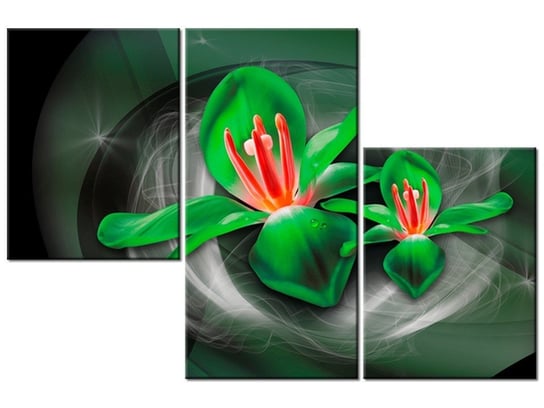 Obraz Zielone kosmiczne kwiaty - Jakub Banaś, 3 elementy, 90x60 cm Oobrazy
