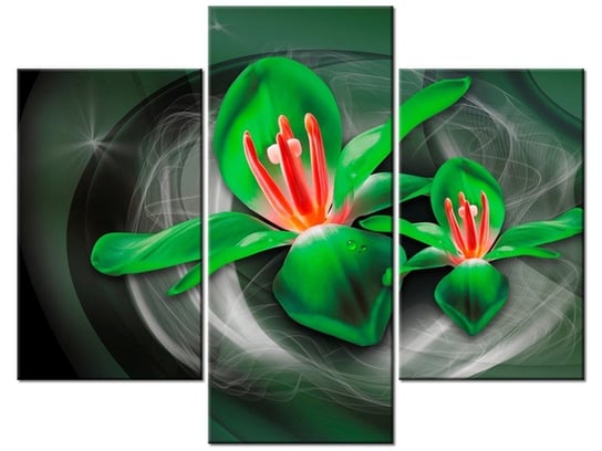 Obraz Zielone kosmiczne kwiaty - Jakub Banaś, 3 elementy, 90x70 cm Oobrazy