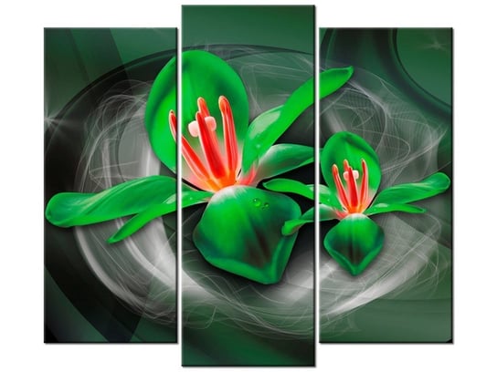 Obraz Zielone kosmiczne kwiaty - Jakub Banaś, 3 elementy, 90x80 cm Oobrazy