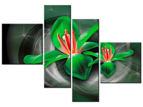 Obraz Zielone kosmiczne kwiaty - Jakub Banaś, 4 elementy, 100x70 cm Oobrazy