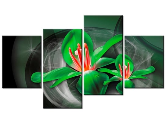 Obraz Zielone kosmiczne kwiaty - Jakub Banaś, 4 elementy, 120x70 cm Oobrazy