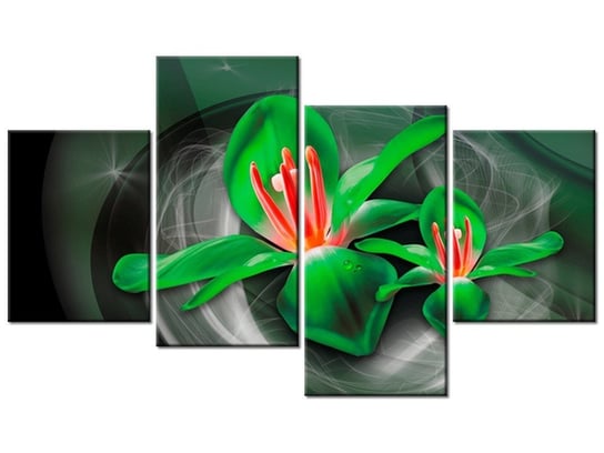 Obraz Zielone kosmiczne kwiaty - Jakub Banaś, 4 elementy, 120x70 cm Oobrazy