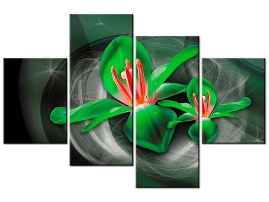 Obraz Zielone kosmiczne kwiaty - Jakub Banaś, 4 elementy, 120x80 cm Oobrazy