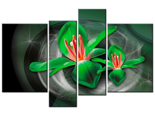 Obraz Zielone kosmiczne kwiaty - Jakub Banaś, 4 elementy, 130x85 cm Oobrazy