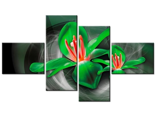 Obraz Zielone kosmiczne kwiaty - Jakub Banaś, 4 elementy, 140x80 cm Oobrazy