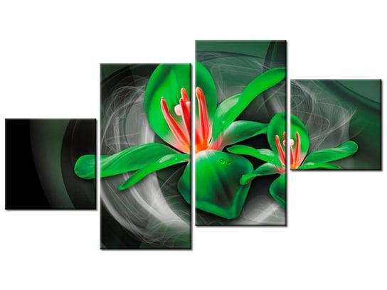 Obraz Zielone kosmiczne kwiaty - Jakub Banaś, 4 elementy, 160x90 cm Oobrazy