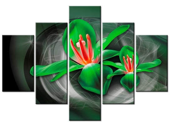 Obraz Zielone kosmiczne kwiaty - Jakub Banaś, 5 elementów, 100x70 cm Oobrazy