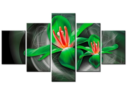Obraz Zielone kosmiczne kwiaty - Jakub Banaś, 5 elementów, 125x70 cm Oobrazy