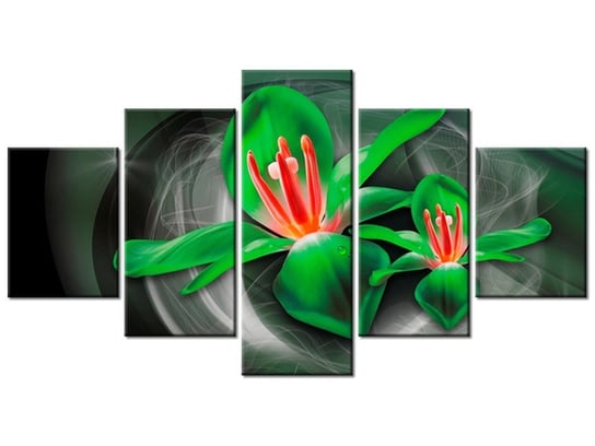 Obraz Zielone kosmiczne kwiaty - Jakub Banaś, 5 elementów, 150x80 cm Oobrazy