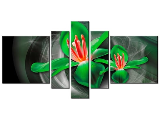 Obraz Zielone kosmiczne kwiaty - Jakub Banaś, 5 elementów, 160x80 cm Oobrazy