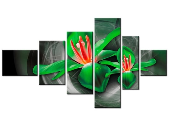 Obraz Zielone kosmiczne kwiaty - Jakub Banaś, 6 elementów, 180x100 cm Oobrazy