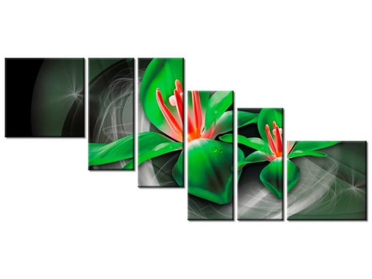 Obraz Zielone kosmiczne kwiaty - Jakub Banaś, 6 elementów, 220x100 cm Oobrazy