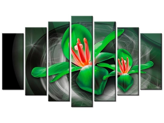 Obraz Zielone kosmiczne kwiaty - Jakub Banaś, 7 elementów, 140x80 cm Oobrazy