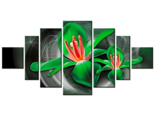 Obraz Zielone kosmiczne kwiaty - Jakub Banaś, 7 elementów, 200x100 cm Oobrazy