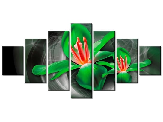 Obraz Zielone kosmiczne kwiaty - Jakub Banaś, 7 elementów, 210x100 cm Oobrazy