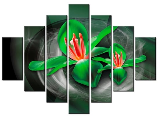 Obraz Zielone kosmiczne kwiaty - Jakub Banaś, 7 elementów, 210x150 cm Oobrazy
