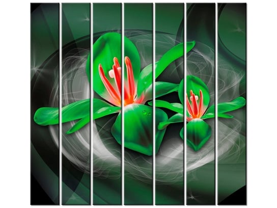 Obraz Zielone kosmiczne kwiaty - Jakub Banaś, 7 elementów, 210x195 cm Oobrazy