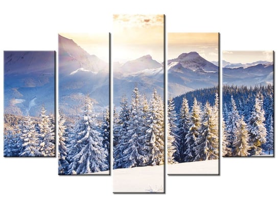 Obraz Zima w górach, 5 elementów, 150x100 cm Oobrazy